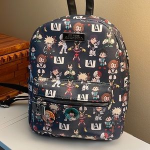 My hero academia mini back pack with deku and bakugou pins included